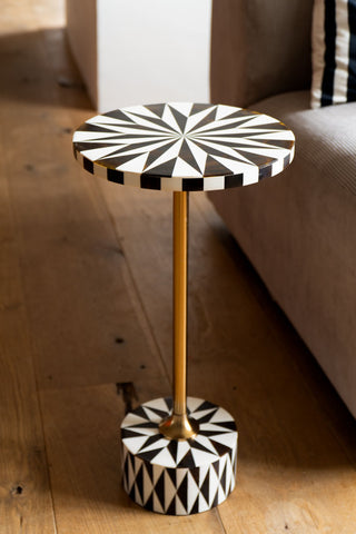 Lifestyle image of the White & Chocolate Brown Star Side Table