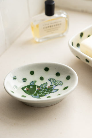Image of the White & Green Fish Soap Dish