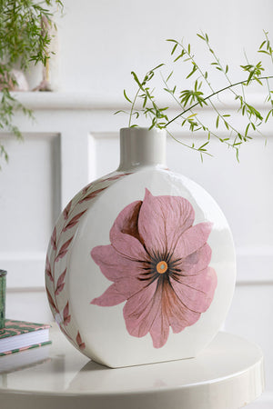 A styled image of the White & Pink Floral Vase.