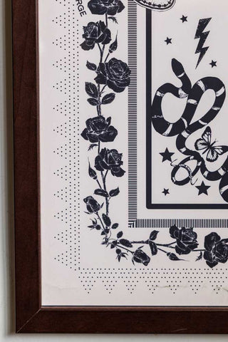 Detail image of the Why The Fuck Not 50cm x 50cm Art Print in a walnut frame