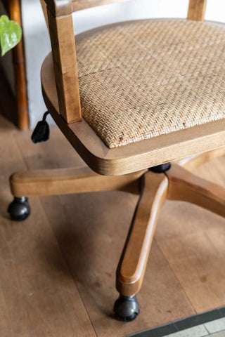 Detail image of the Wicker Swivel Desk Chair