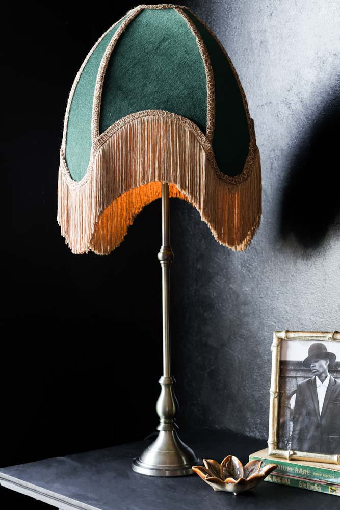thumbnail interactive-video image 1 of Vintage Design Velvet Fringed Pendant Lampshade - 35cm, Semi-Matte, For Bedroom/Hallway 1 of 5