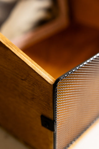 the corner of the Wood & Mesh Record Storage Box. 