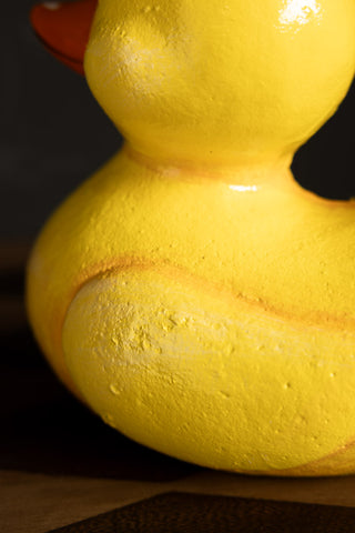 Close-up of the wing of the Yellow Duck Cast Iron Doorstop.
