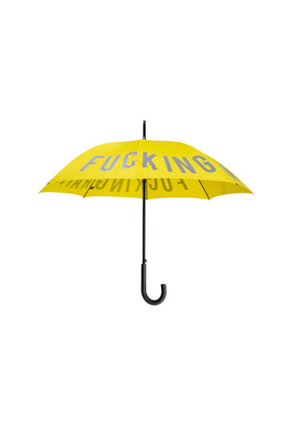 Image of the Yellow Reflective Fucking Rain Umbrella on a white background