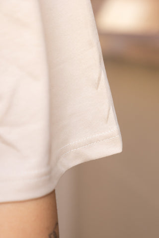 Image of the material for the Yes, Sir, I Can Boogie T-Shirt in Oat - Available in 6 Sizes