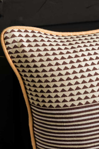 A detail of the back of the Yes Sir, I Can Boogie Embroidered Cushion