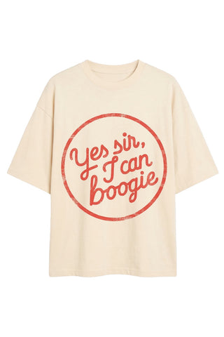 Image of the Yes, Sir, I Can Boogie T-Shirt in Oat - Available in 6 Sizes on a white background