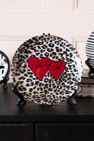 Image of the You & Me Decorative Wall Plate on a stand
