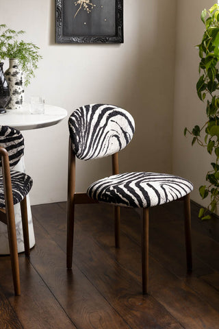 Image of the Set of 2 Zebra Print Velvet Dining Chairs