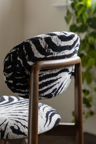 Image of the back of the Set of 2 Zebra Print Velvet Dining Chairs