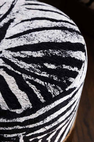 Detail of the top of the Zebra Print Tassel Footstool.