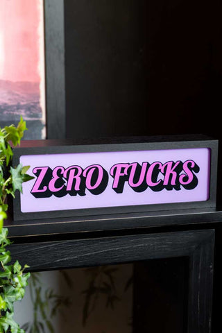 Image of the Zero Fucks Light Box off