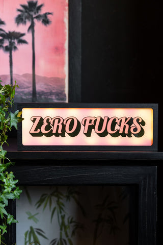 Image of the Zero Fucks Light Box