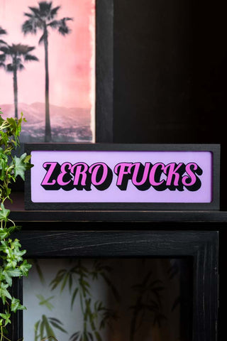 Detail image of the Zero Fucks Light Box