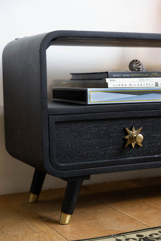 Detail image of the Black & Gold Ringo TV Unit