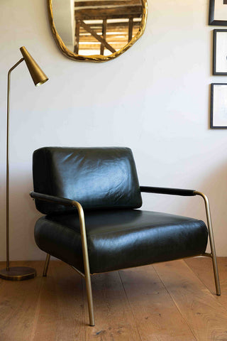 Lifestyle image of the Dark Green Leather Club Chair