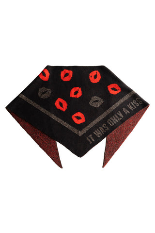Image of the Red Printed Lips Scarf on a white background