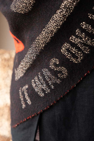 Close-up image of the Red Printed Lips Scarf