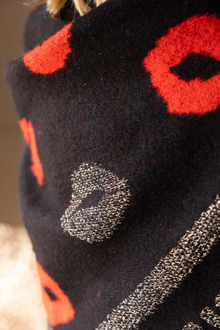 Detail image of the Red Printed Lips Scarf