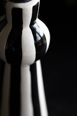 Detail image of the Black & White Stripe Candlestick Holder