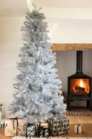 Image of the 7ft Silver Tinsel Christmas Tree