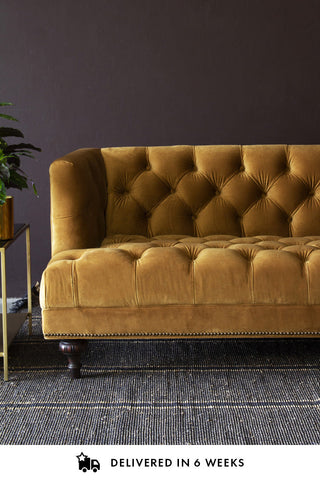 Lifestyle image of Ochre Gold Velvet Chesterfield Sofa 