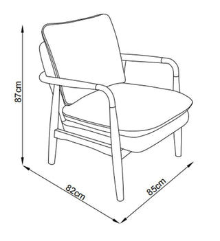 Dimension image of the Celeste Hearts and Flowers Natural Accent Chair