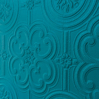 angled close up on the anaglypta egon wallpaper painted blue - rockett st george