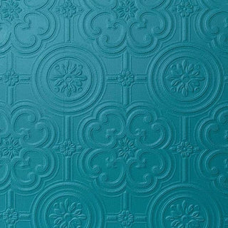 Close up of the Anaglypta Egon wallpaper painted blue - Rockett St George