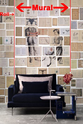 lifestyle image of nlxl biblioteca wallpaper by ekaterina panikanova - mural 4: sewing with measurements