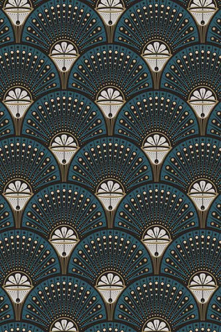 Close-up image of the Divine Savages Deco Martini Teal Wallpaper