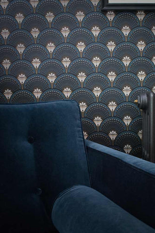 Detail image of the Divine Savages Deco Martini Teal Wallpaper