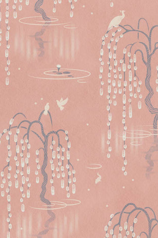 Close-up image of the Divine Savages Kyoto Blossom Lotus Pink Wallpaper