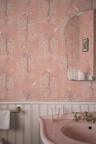 Lifestyle image of the Divine Savages Kyoto Blossom Lotus Pink Wallpaper