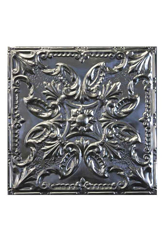 cutout image of floral tin tile on white background