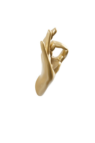 Image of the Gold Okay Hand Wall Art & Coat Hook on a white background