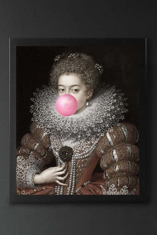 Pink Bubblegum Queen Portrait Canvas on dark background