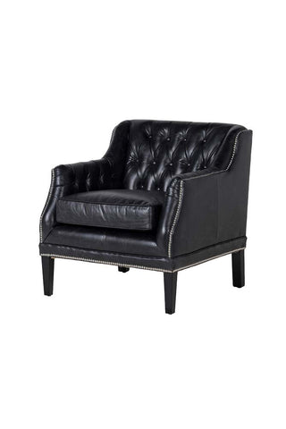 Image of the Black Buttoned Back Leather Armchair on a white background