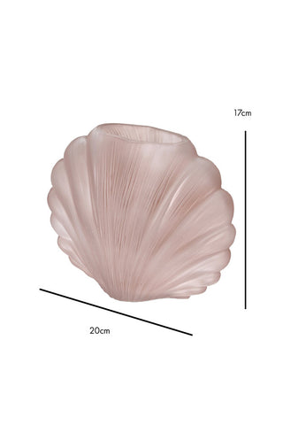 Dimension image of the Blush Pink Frosted Glass Shell Vase