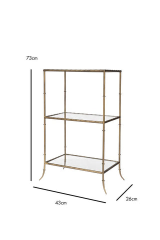 Dimension image of the Gold & Glass Bamboo Shelving Unit