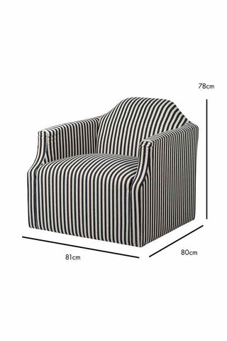 Dimension image of the Monochrome Striped Swivel Chair