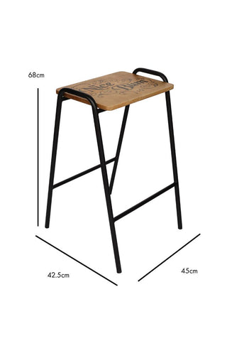 Image of the Nice Bum Wooden Bar Stool on a white background with dimensions