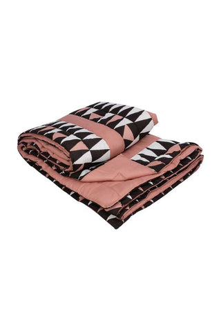 Cut out image of the King Size Pink & Black Geometric Pattern Quilt