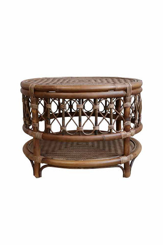 Image of the Wicker Coffee Table With Shelf on a white background
