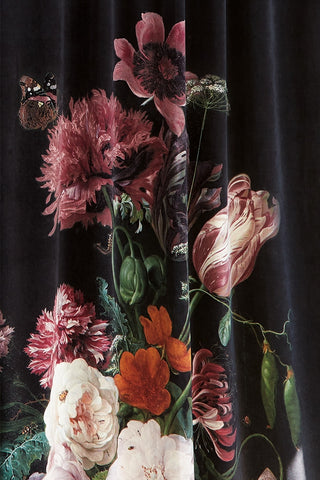 detail image of pattern on Black Floral Velvet Curtain