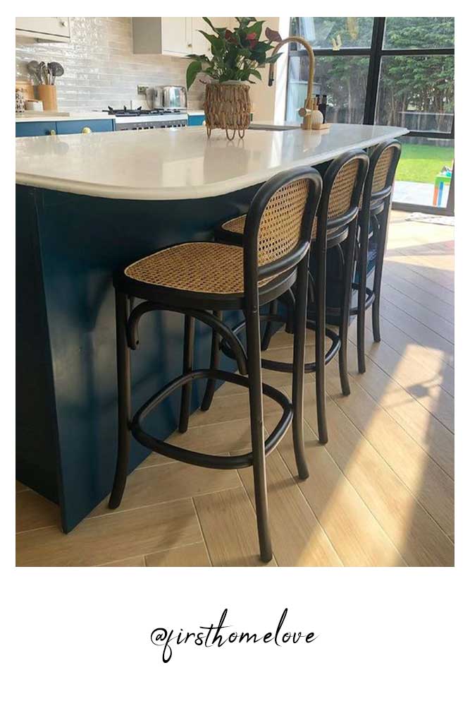 Kitchen Black And Rattan Counter Stool Counter Height Stools Set