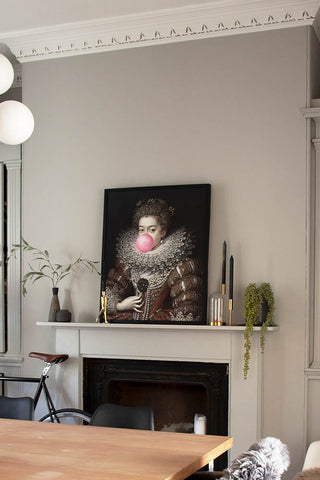 Pink Bubblegum Queen Portrait Canvas in the Home of Sally Faye