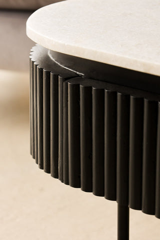 Image of the marble for the Reeded Black Wood & Marble Low Console Table / TV Unit