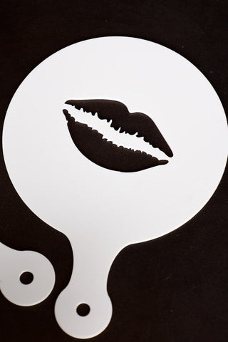 Image of the lips coffee stencil for the Set Of 2 Lips & Floral Coffee Stencils